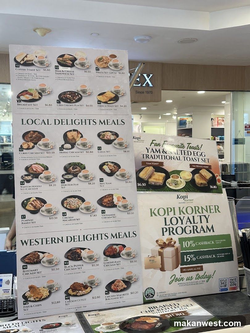 Kopi Korner Menu Display