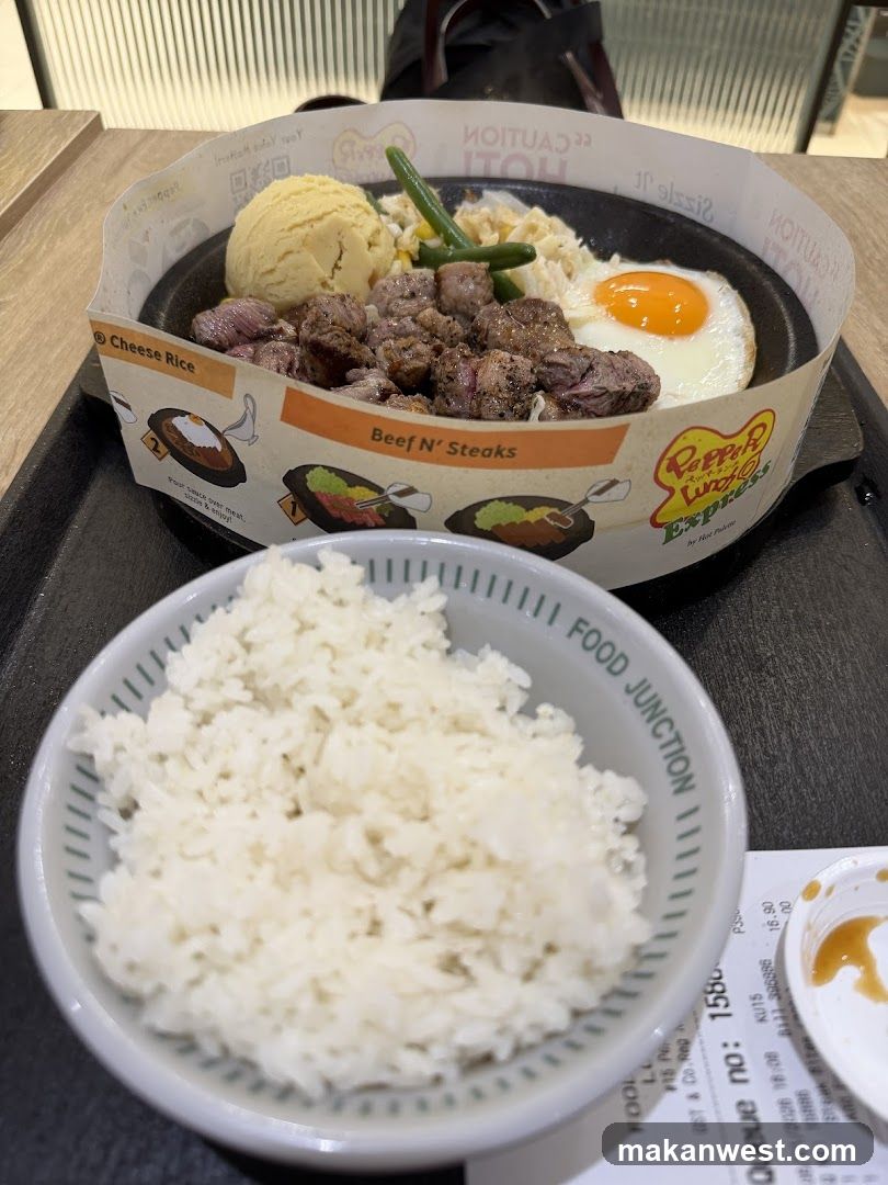 Food Tray with Beef N' Steaks and Rice