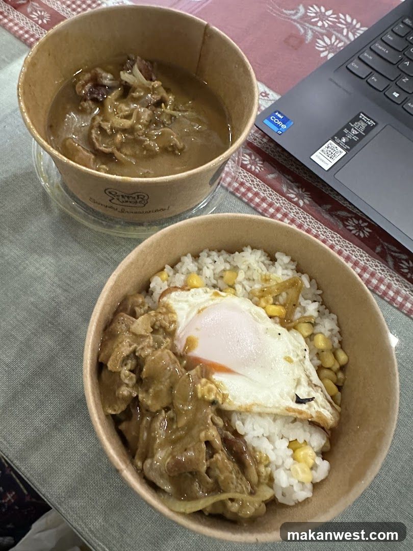 Cup of Curry and Rice Bowl with Egg