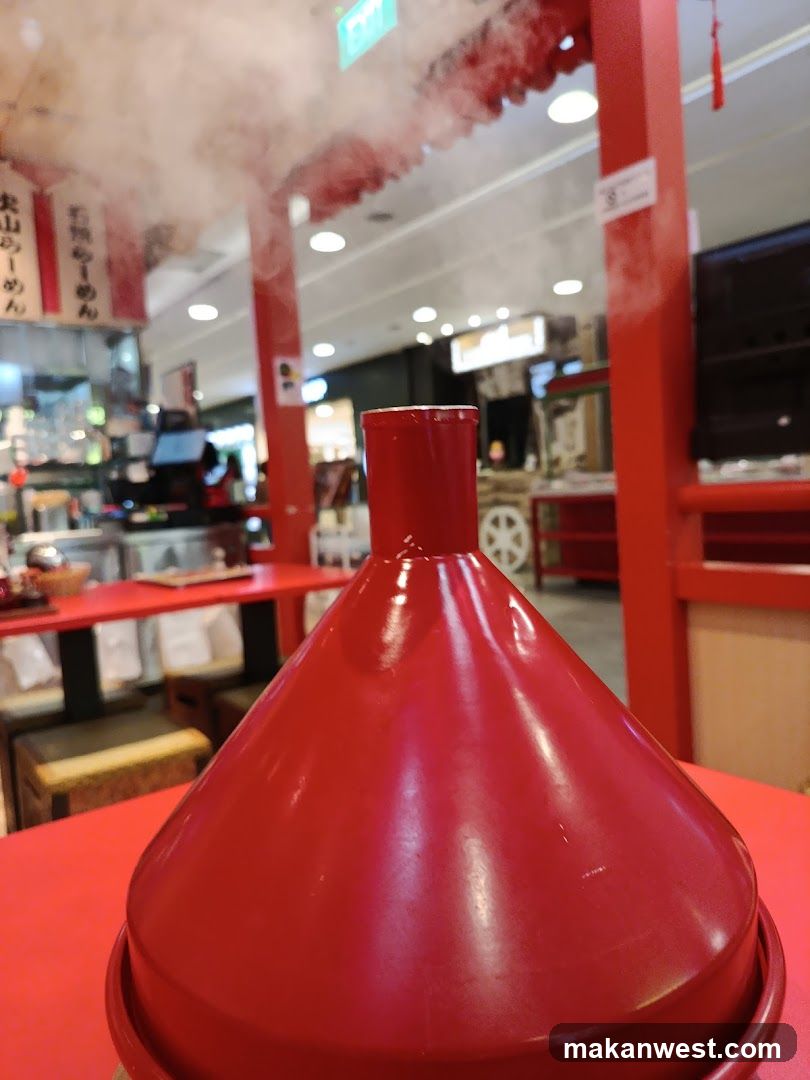 Red Food Container in Restaurant Interior