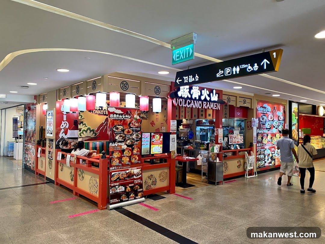 Food Court Scene with Volcano Ramen and Onigiri Shop