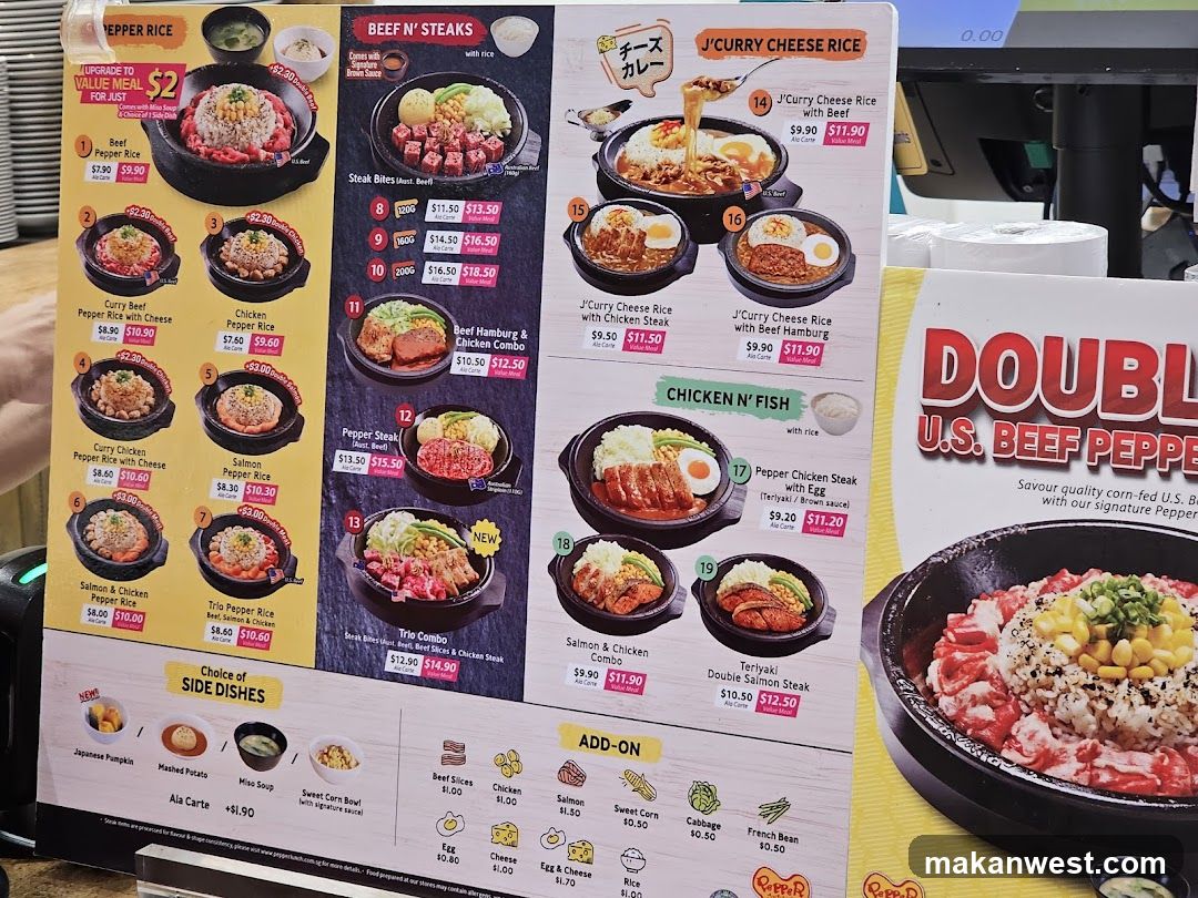 Pepper Rice Menu Board