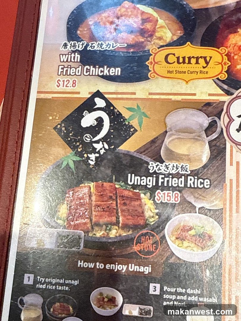 Unagi Fried Rice Menu Page