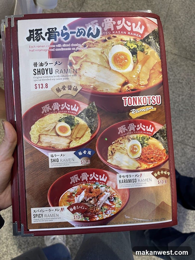 Tonkatsu Kazan Ramen Menu