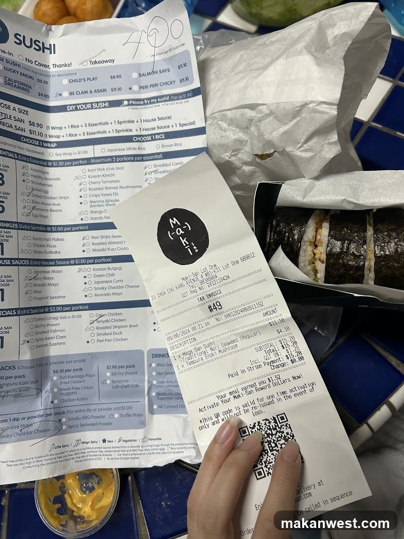 Sushi Order and Receipt