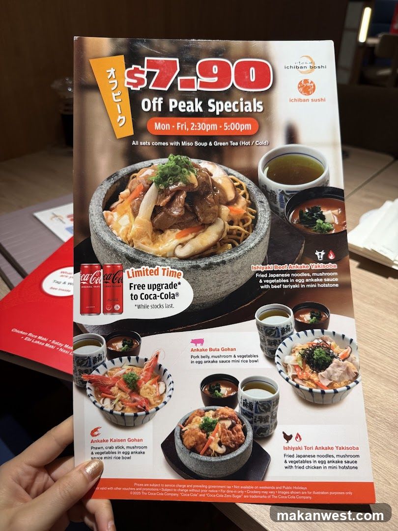 $7.90 Off Peak Specials Menu
