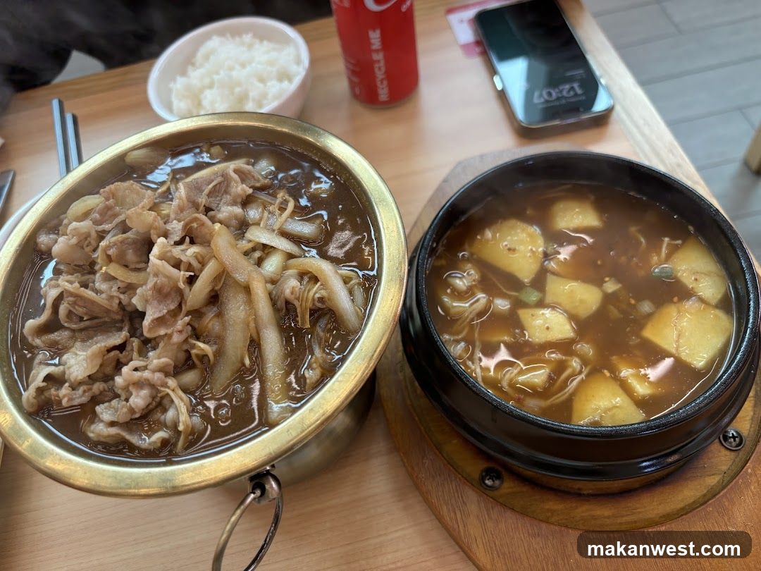 Korean-style stew and rice meal