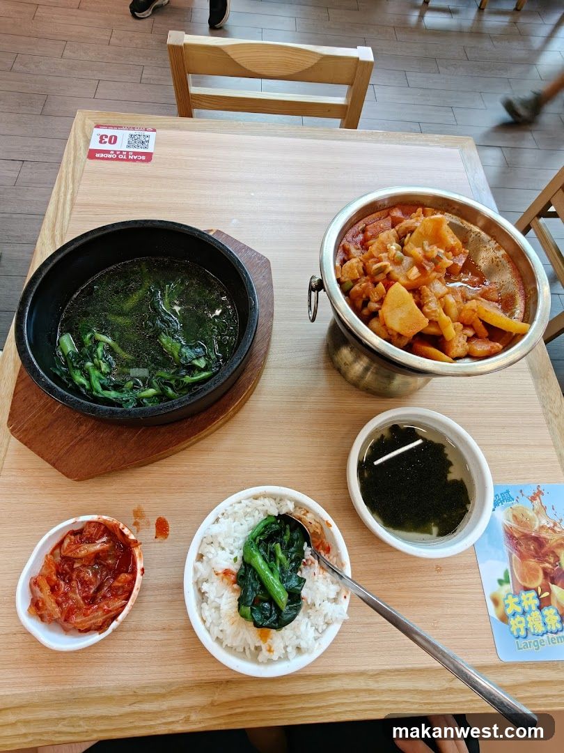 Korean-style meal at a restaurant