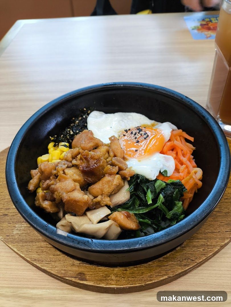 Bowl of Korean-style Bibimbap with Fried Egg