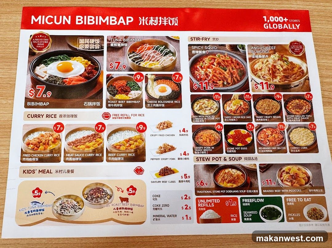 Micun Bibimbap Menu