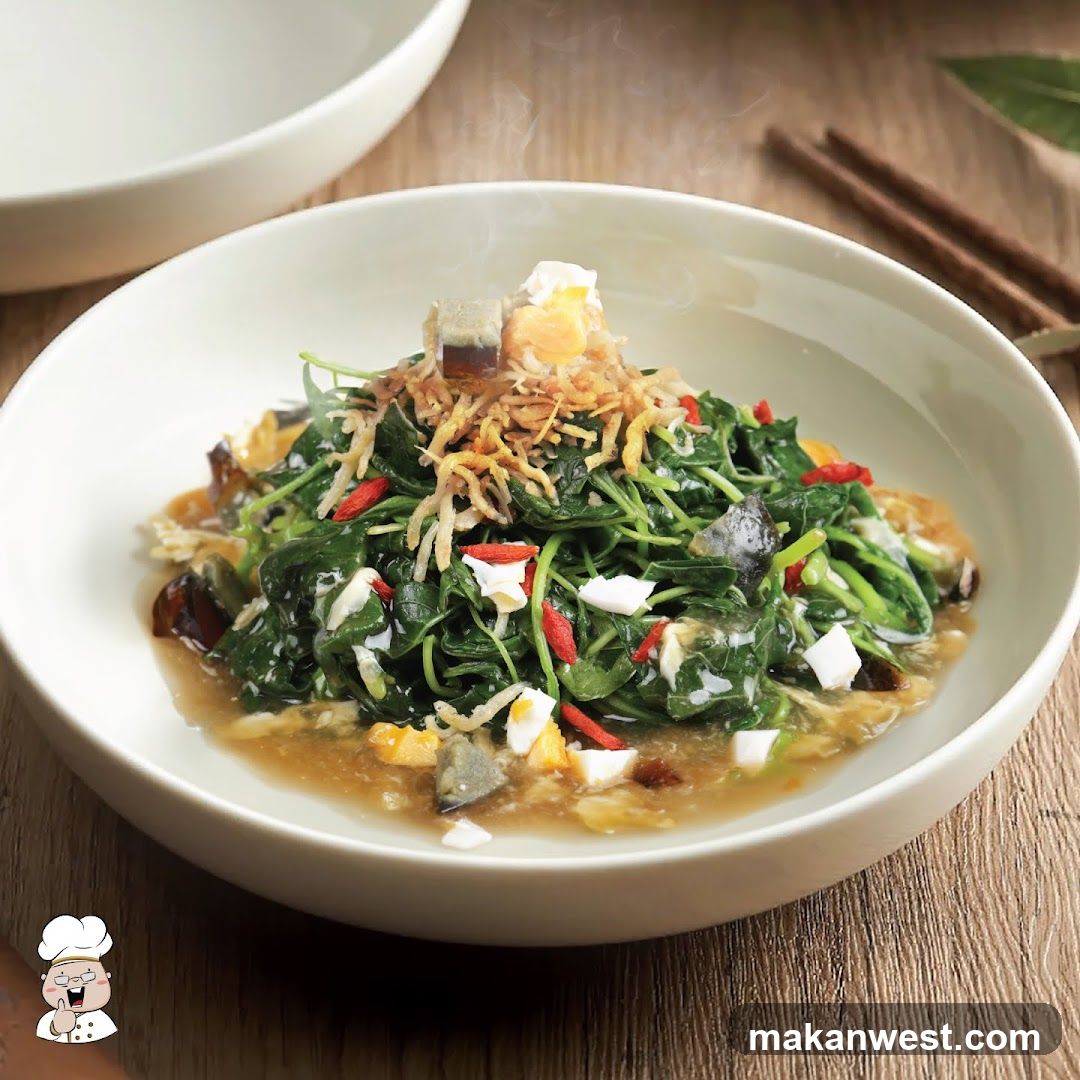 Steamed Spinach with Tofu and Crispy Shallots