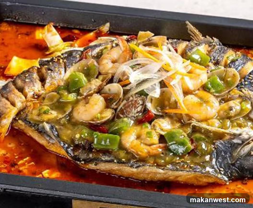 Spicy Fish with Seafood Topping