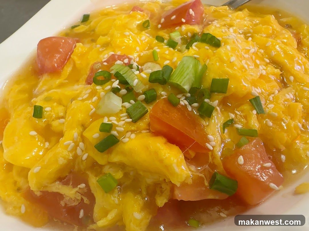 Tomato and Egg Stir-fry with Scallions and Sesame Seeds