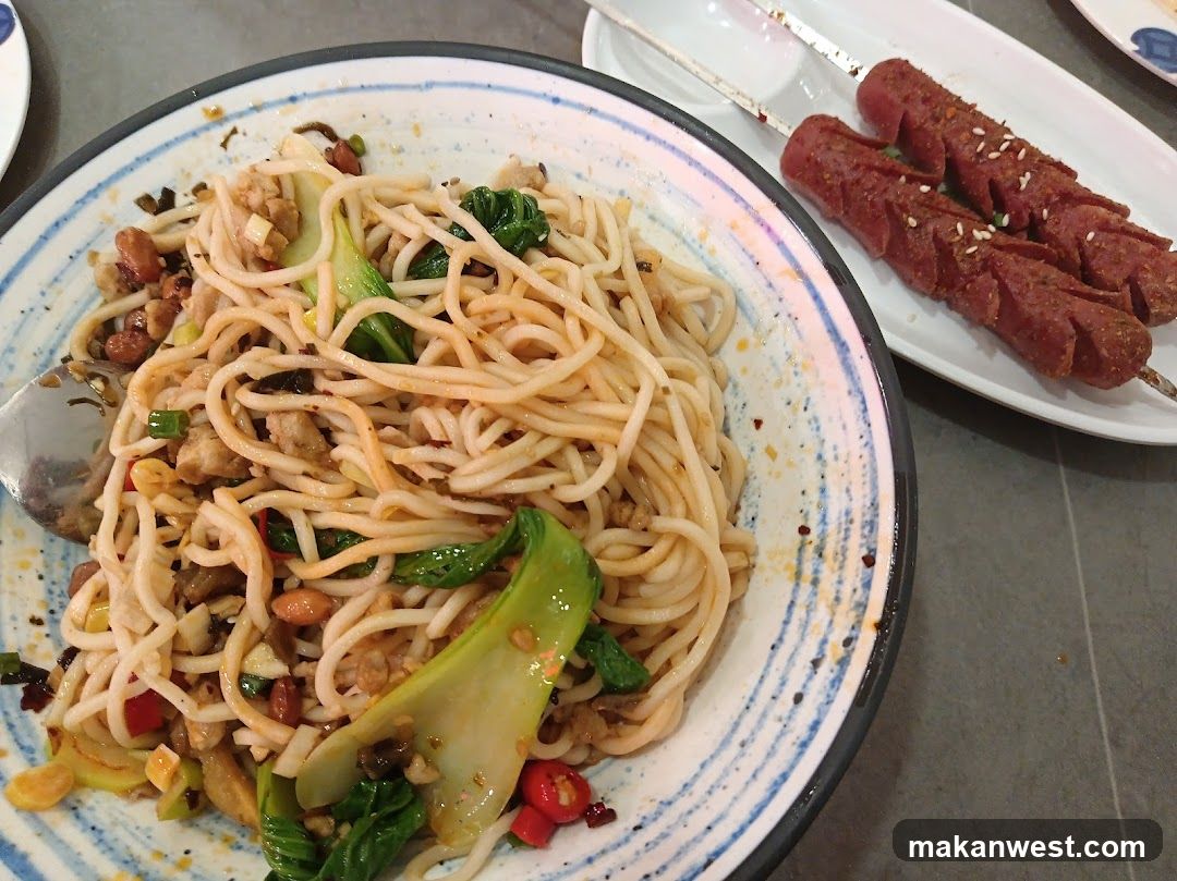 Noodle Dish with Skewers