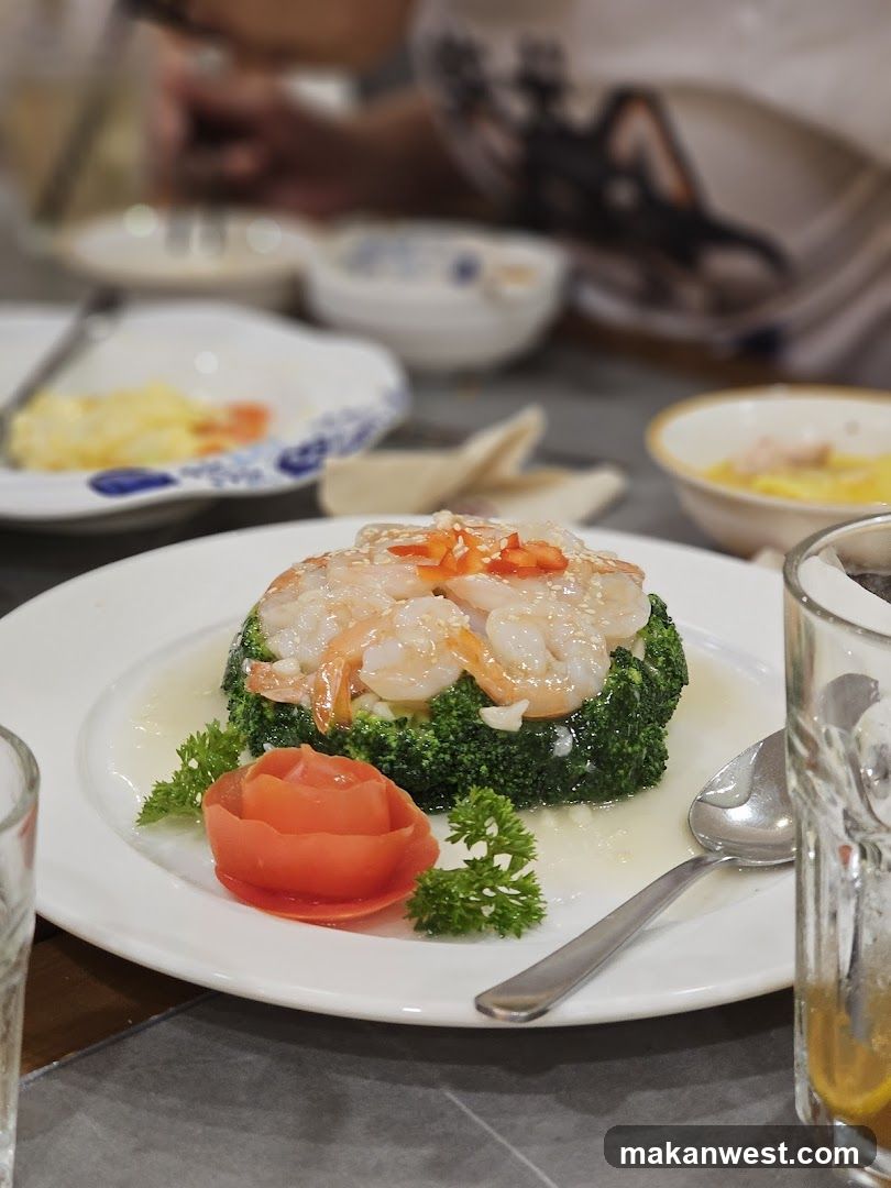 Shrimp on Broccoli Dish