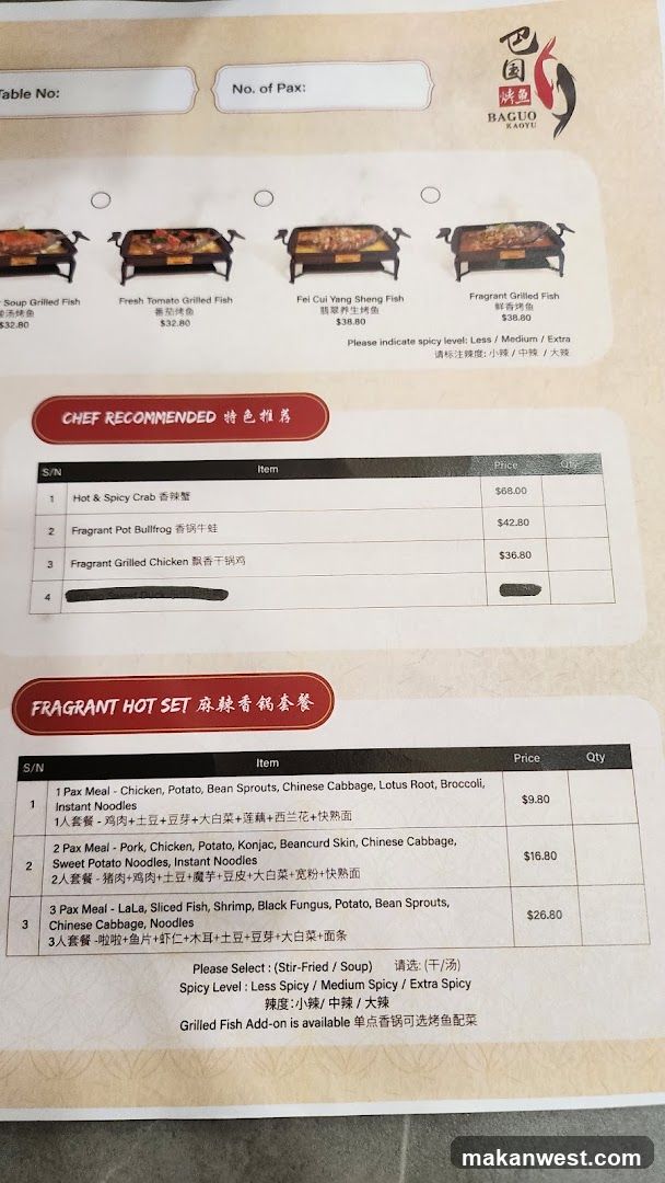 Baguio Kafe Menu