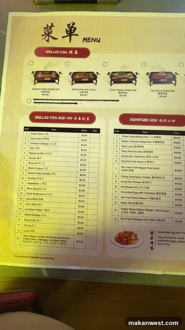 Grilled Fish Menu