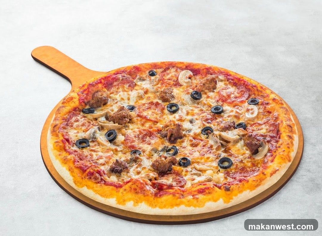 Pizza on Wooden Serving Board