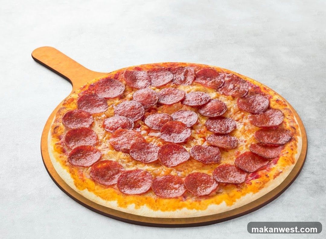 Pepperoni Pizza on Wooden Board