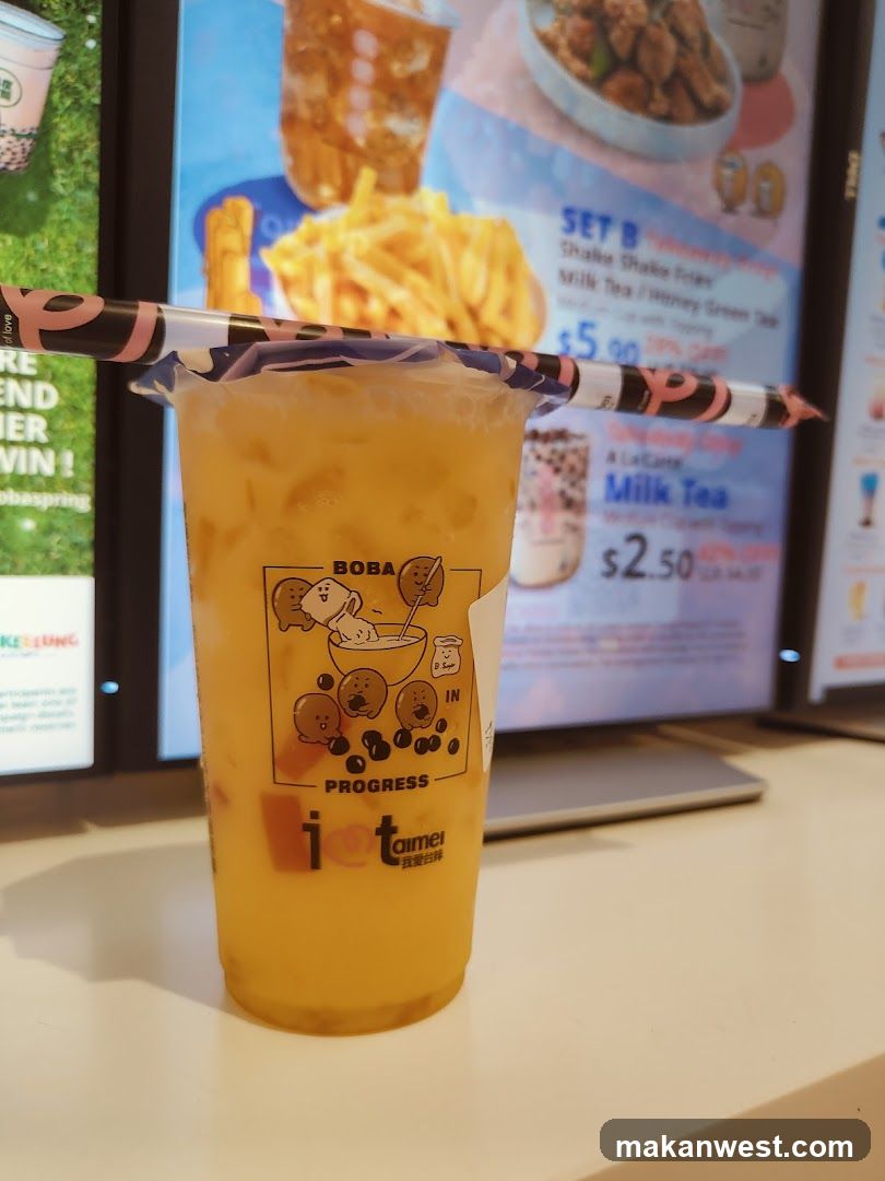 Boba Tea Cup with Striped Straw