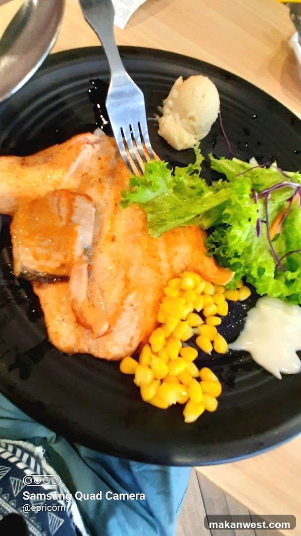 Salmon Plate with Salad and Corn