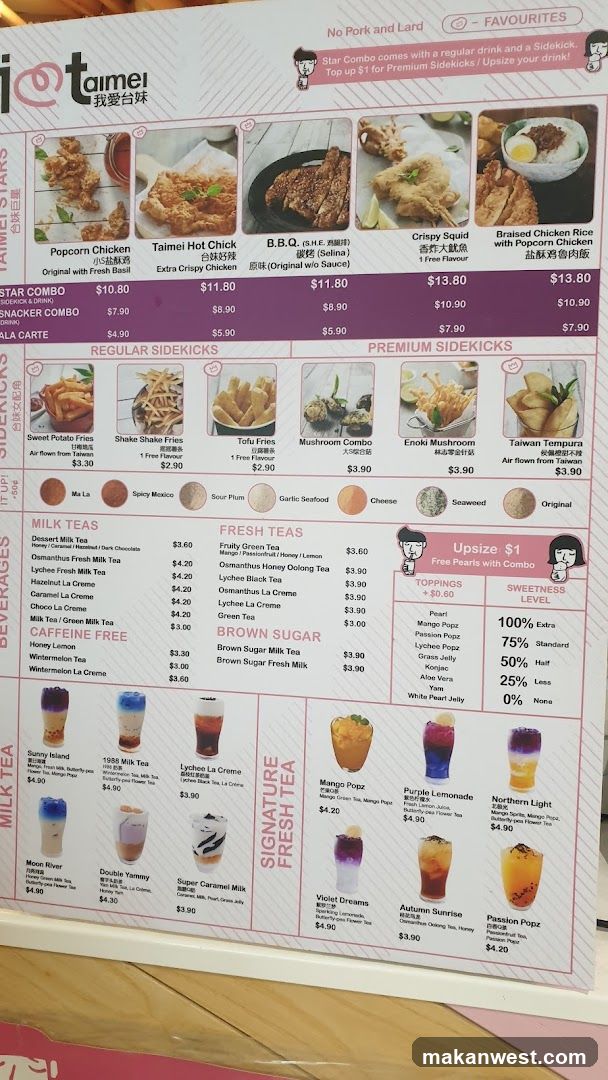 Tai Mei Menu Board