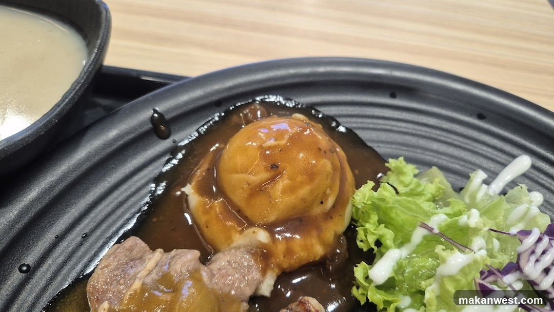 Egg and Meat Dish with Salad