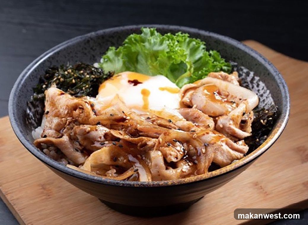 Pork Rice Bowl with Egg and Greens