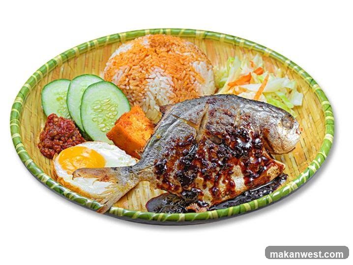 Grilled Fish with Rice and Sides