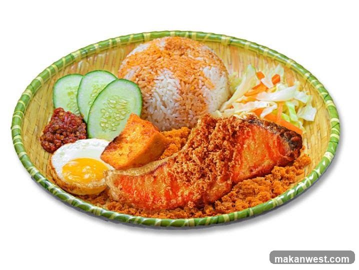 Nasi Lemak in Bamboo Basket