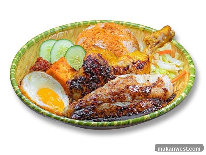 Chicken Rice Bowl with Fried Egg and Cucumber Slices