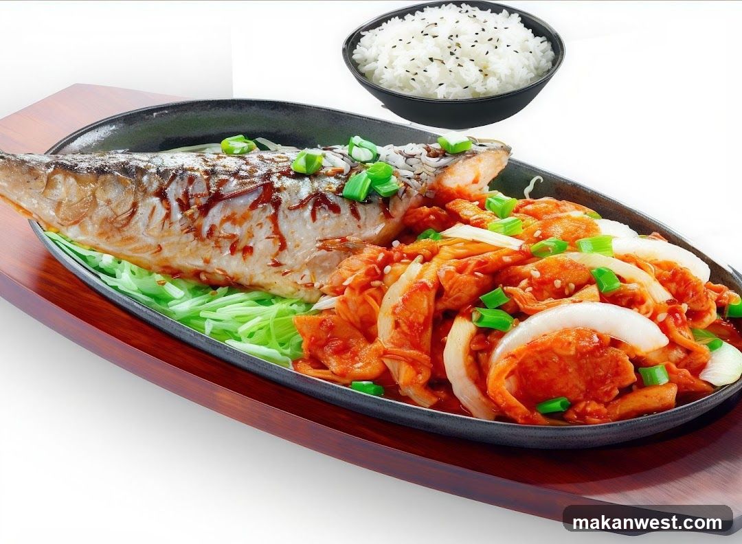 Grilled Fish with Kimchi and Rice