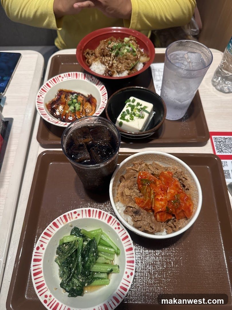 Dining Table with Meals and Drinks