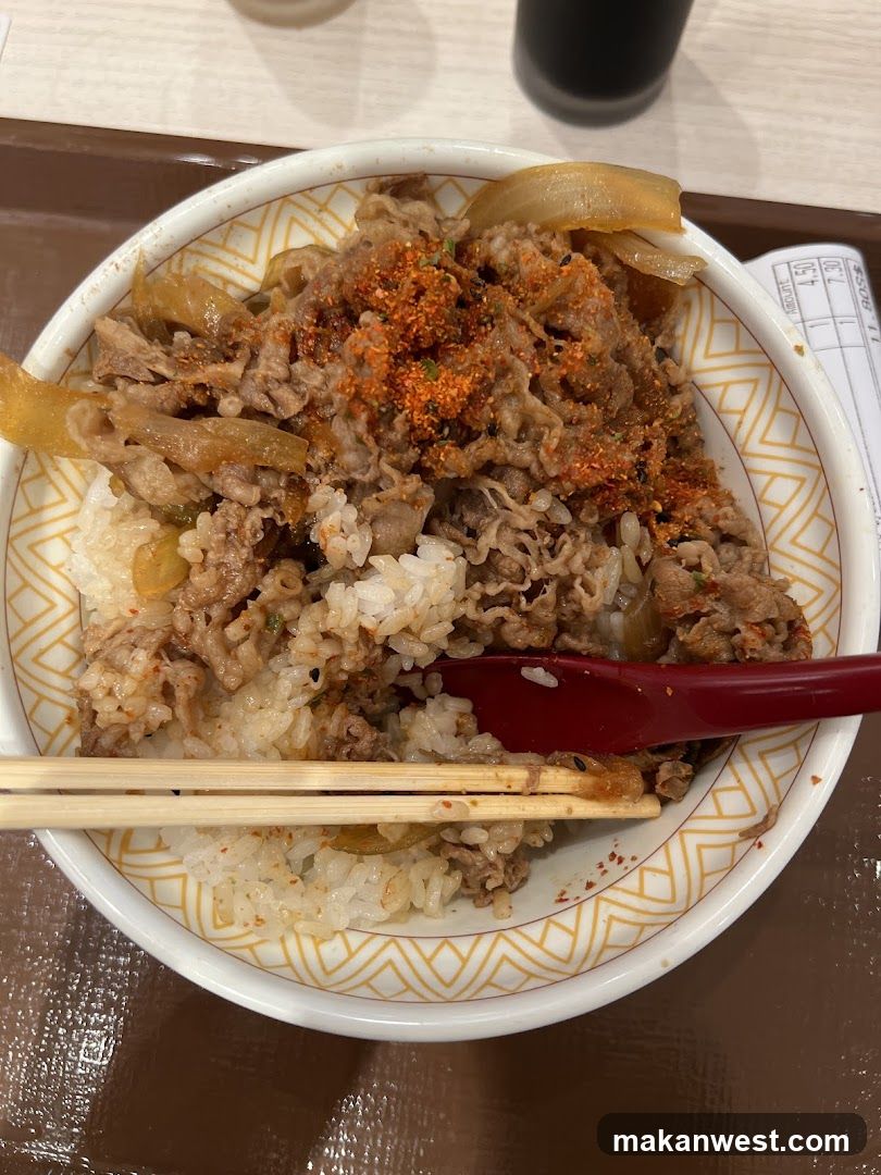 Bowl of Beef Rice with Seasoning