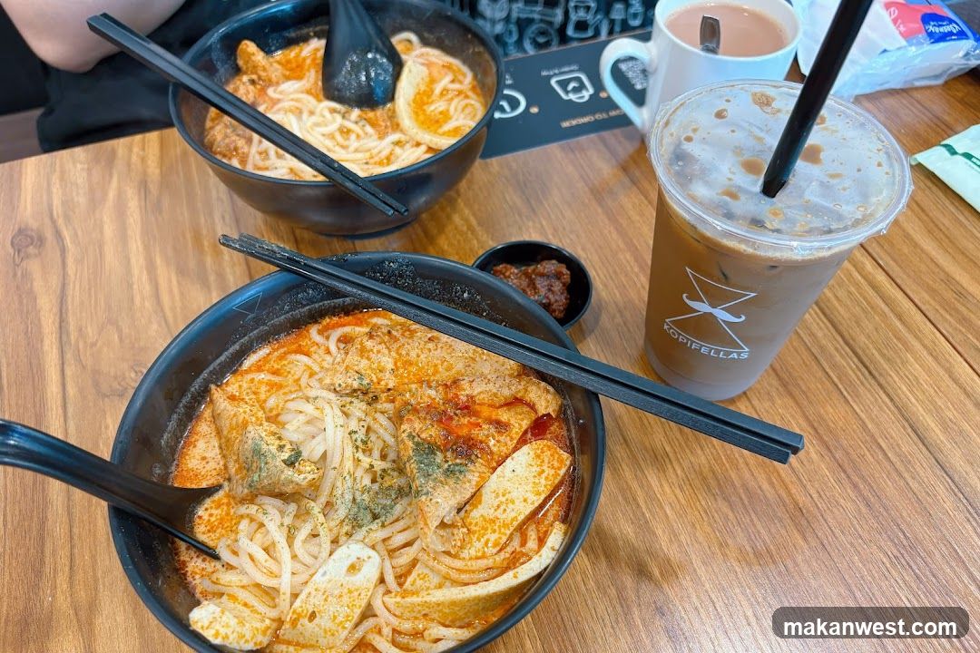 Ramen and Iced Coffee at Kopi Fellas