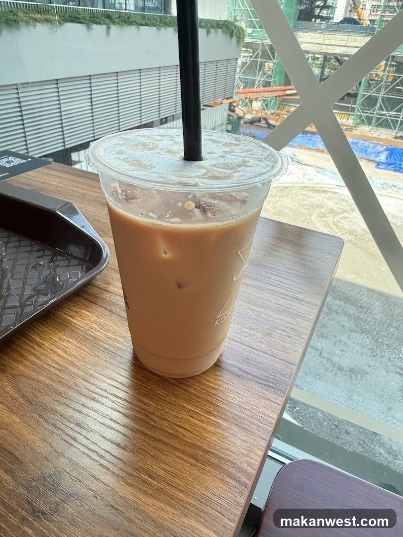 Iced Coffee Drink on Wooden Table