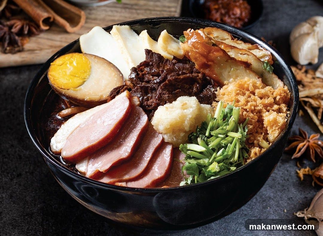 Bowl of Mixed Noodles with Toppings