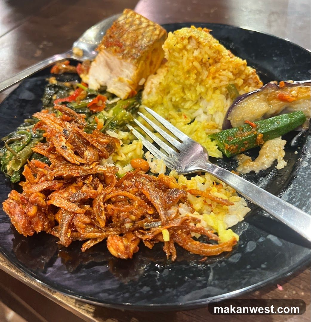 Plate of Curry Rice with Fish and Vegetables