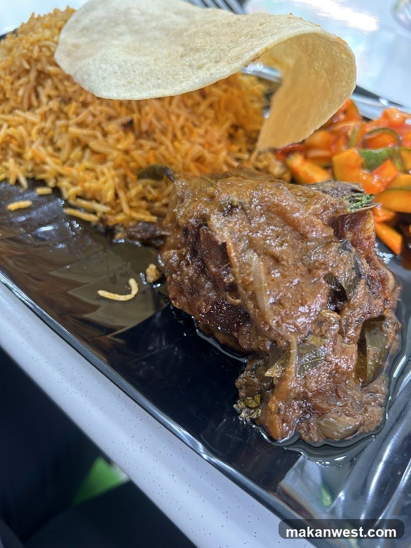 Plate of Curry Rice with Chips and Salad