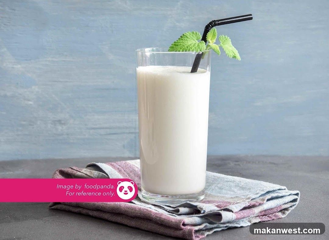 Mint Leaf Milkshake with Straw