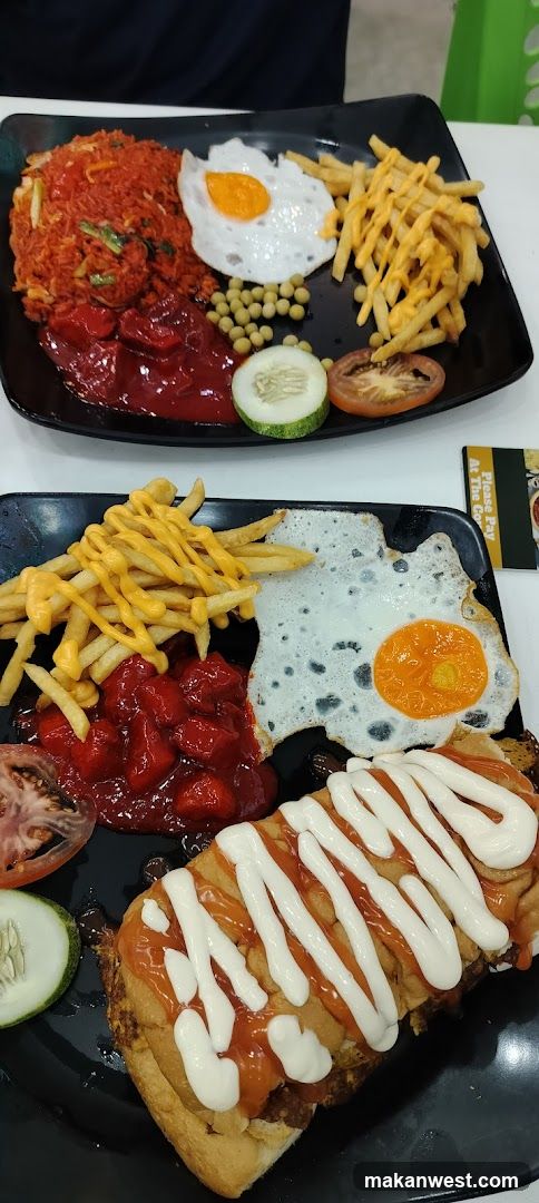 Food Plates with Fried Egg and Fries