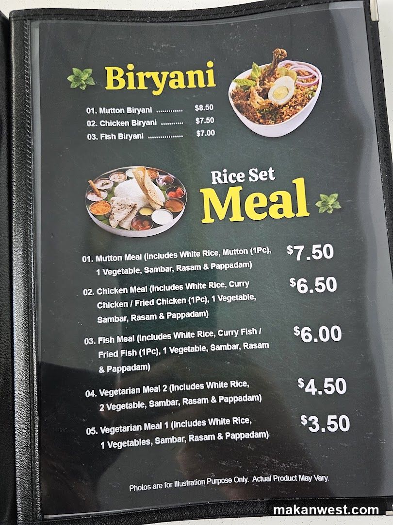 Biryani Menu