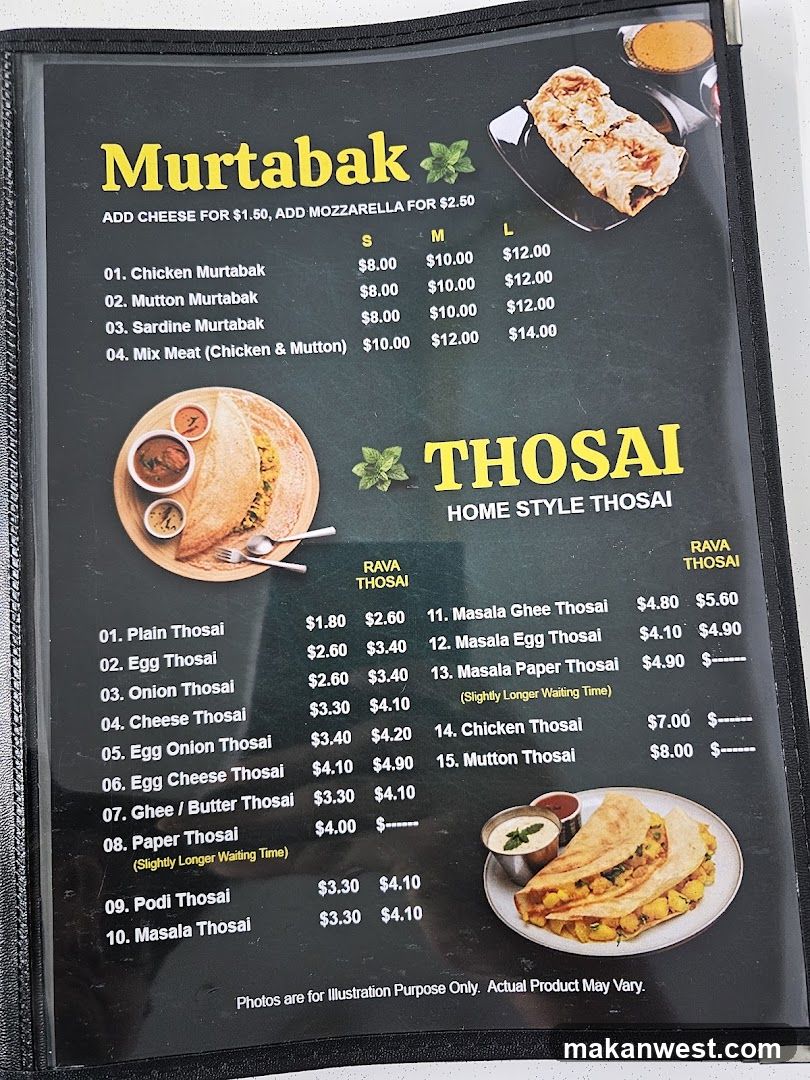 Murutabak & Thosai Menu