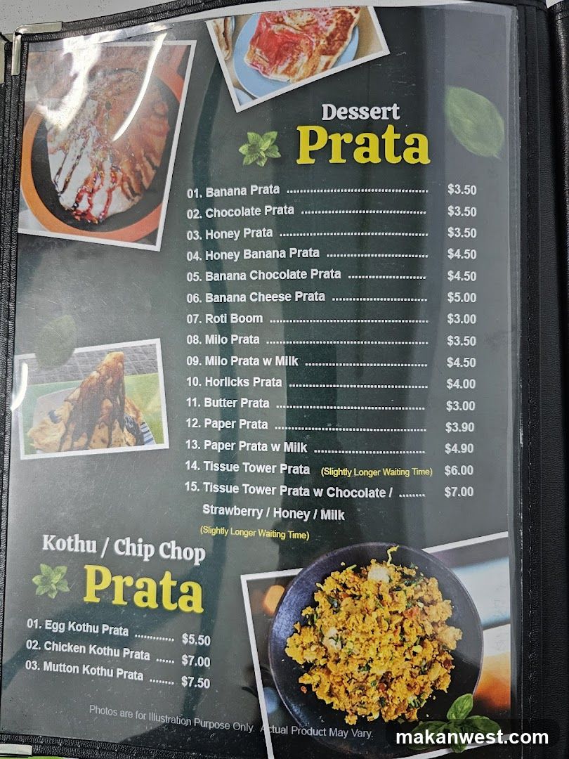 Dessert Prata Menu