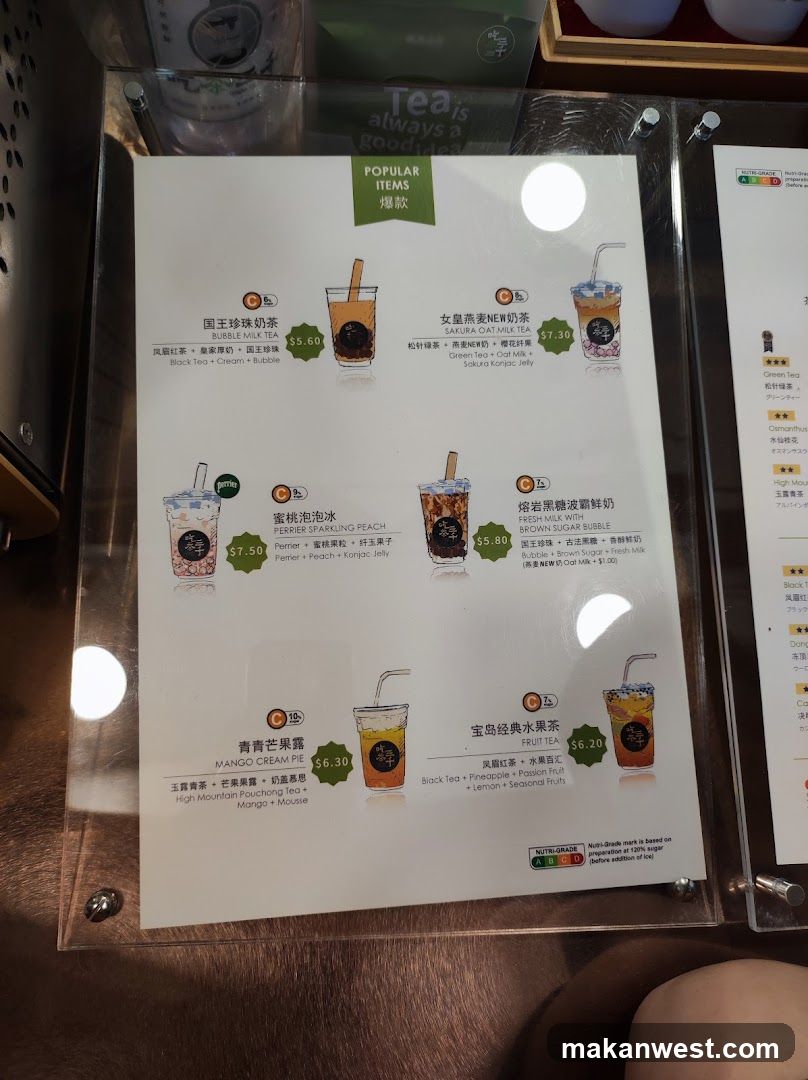 Tea Menu Display