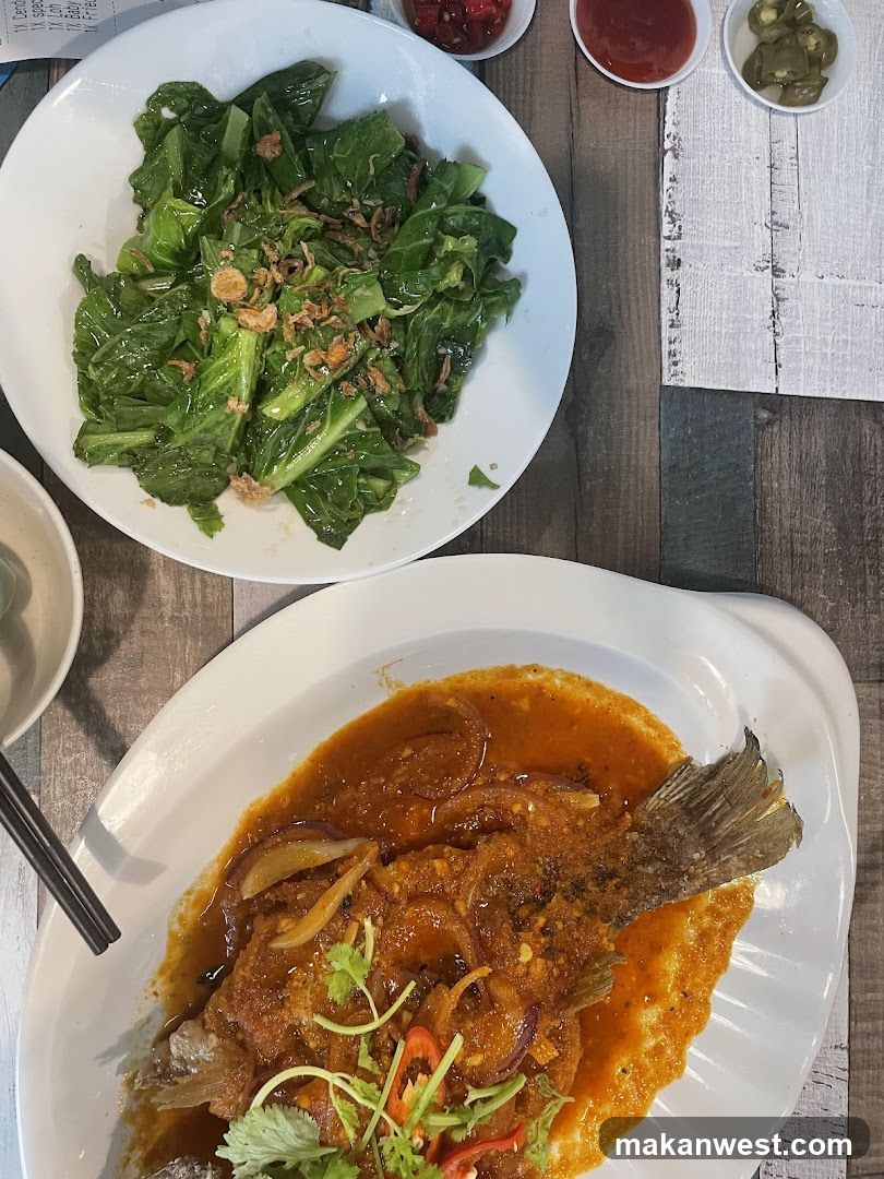 Curry Fish and Stir-fried Greens