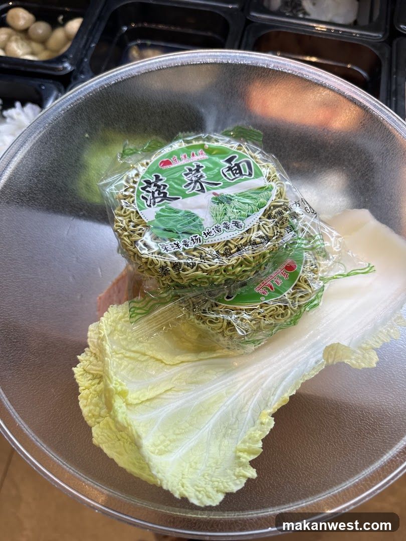 Instant Noodles and Cabbage in Bowl