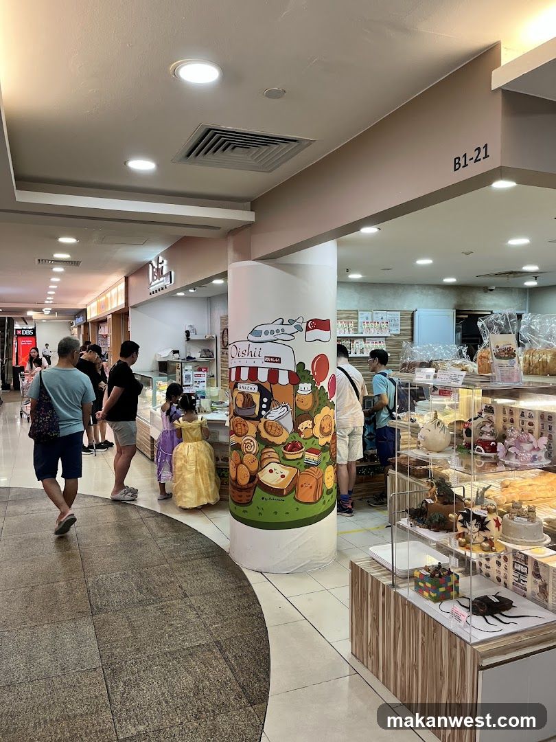 Shopping Mall Interior with Dessert Shop Display