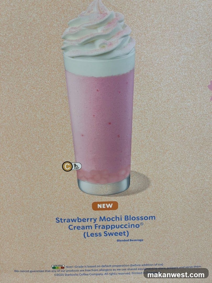 Strawberry Mochi Blossom Cream Frappuccino (Less Sweet)