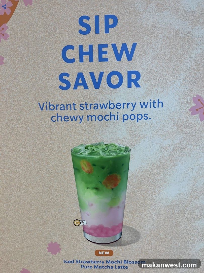 Iced Strawberry Mochi Blossom Pure Matcha Latte Ad